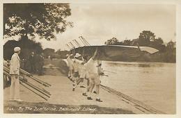 Real Photo Postcard, Old Windsor, Beaumont College, By The Boathouse, Rowers Boats. - Windsor