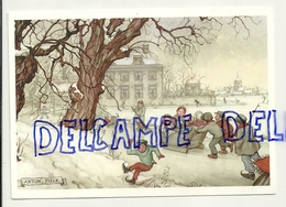 Carte Double De Voeux. 9,5/13,5 Cm. Jeux Dans La Neige, Traîneau, Patineurs, ...2018 - Pieck, Anton