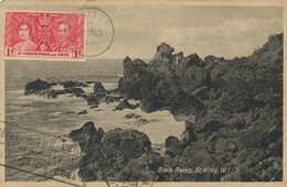 St Kitts Black Rocks  . P. Used 1938 To Cuba . Light Crease Bottom Right Corner - St. Kitts Und Nevis