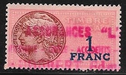 TIMBRE  FISCAL    N°118c   -  1 F BLEU  SUR ROUGE  -  MEDAILLON DAUSSY  -  -  OBLITERE - Sellos