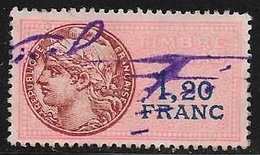 TIMBRE FISCAL N° 121  -  1 F 20   BLEU SUR ROUGE  -   MEDAILLON DAUSSY ETOILE  -   OBLITERE - Timbres