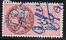 TIMBRE FISCAL N° 133a  -  3 F    BLEU SUR ROUGE  -  MEDAILLON DE DAUSSY ETOILE  -  OBLITERE - Stamps