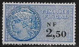 TIMBRE FISCAL N° 337**  -   2,50  NOIR   SUR Bleu   -  MEDAILLON DE DAUSSY  FOND ETOILE  -   NEUF - Timbres