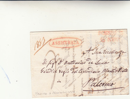 Lettera Assicurata, Messina Per Palermo. 06 Novembre 1850 - Sicilia
