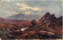 CPA ILLUSTRATEUR - A DE BREANSKI - PAYSAGE DE MONTAGNE - ROCHERS - HOMME ASSIS SUR UN ROCHER - IL EST PENSIF - Asti