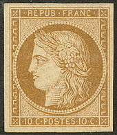* No 1, Bistre Jaune, Nuance Foncée, Superbe. - R - 1849-1850 Cérès