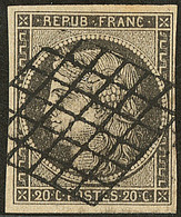 No 3c, Gris-noir, Obl Grille. - TB - 1849-1850 Cérès