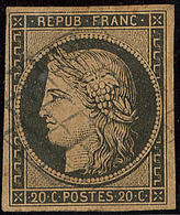 No 3g, Noir Sur Chamois Très Foncé, Obl Grille. - TB - 1849-1850 Ceres
