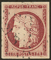 No 6, Carmin, Obl Pc, Jolie Pièce. - TB. - R - 1849-1850 Ceres