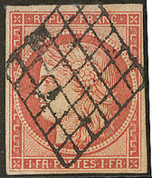 Vermillon. No 7, Obl Grille, Jolie Pièce. - TB. - RRR - 1849-1850 Cérès