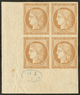 ** Réimpression. No 1f, Bloc De Quatre Cdf Avec "Contrôle TP", Deux Ex *, Très Frais. - TB - 1849-1850 Ceres