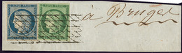 Oblitérations. Grille Sans Fin. Nos 2b + 4a Sur Petit Fragment De Lettre Pour Bruges. - TB - 1849-1850 Ceres