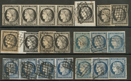 Lot. Nos 3 (11 Dont Bande De Quatre), 4 (10 Dont Bande De Quatre), Tous états - 1849-1850 Cérès