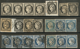 Lot. Nos 3 (11 Dont Bande De Quatre), 4 (10 Dont Bande De Quatre), Tous états - 1849-1850 Ceres