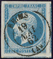 No 14A, Trois Voisins, Obl Cad 15 Reims 19 Mai 62, Ex Choisi. - TB - 1853-1860 Napoleon III