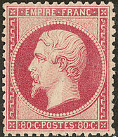 * No 24c, Rose Carminé, Fortes Charnières Mais Très Frais Et Centré. - TB. - R (N°et Cote Maury) - 1862 Napoléon III.