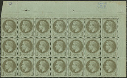 * No 25, Bloc De 21 Ex, Cdf Avec Croix De Repère Et "Contrôle TP", Qqs Adhérences De Papier Au Verso Sinon TB - 1863-1870 Napoleon III With Laurels