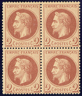 ** No 26B, Rouge-brun, Bloc De Quatre (deux Ex *), Très Frais. - TB - 1863-1870 Napoleon III With Laurels