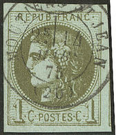 No 39IIIj, Olive, Obl Cad Moutiers St Jean, Jolie Pièce. - TB - 1870 Emission De Bordeaux