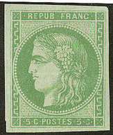 ** Report I. No 42I, Vert, Pos. 8, Pli De Gomme Sinon Superbe. - R - 1870 Bordeaux Printing