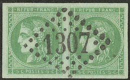No 42IIg, Paire Obl Gc 1307, Belle Nuance, Superbe - 1870 Bordeaux Printing