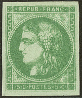 * No 42IIh, Vert Jaune Foncé, Large Charnière Mais Très Frais Et TB - 1870 Bordeaux Printing