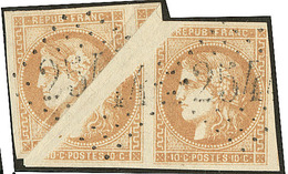 Pli Accordéon. No 43II, Bistre, Paire Obl Gc 2544, Superbe. - R - 1870 Uitgave Van Bordeaux