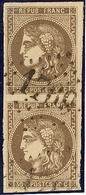 R Relié Au Cadre. No 47ea, En Paire Verticale (cases 12-2) Avec Normal, Obl Gc 1769. - TB - 1870 Bordeaux Printing