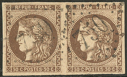 Ligne Blanche Derrière La Tête. No 47f, Paire Obl Gc 750. - TB - 1870 Bordeaux Printing