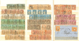 Lot. 1870-1871, Entre Les N°39 Et 49, Par Multiples De 4 à 40 Ex, Nuances Et Obl, Tous états - 1870 Emission De Bordeaux