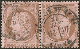 Tête-bêche. No 58c, Paire Obl Cad. - TB. - R - 1871-1875 Ceres