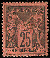 * No 91, Noir Sur Rouge, Fortes Charnières Sinon Très Frais Et TB. - R - 1876-1878 Sage (Type I)