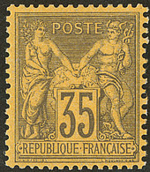 * No 93, Violet Gris Sur Jaune, Quasiment **, Très Frais. - TB - 1876-1878 Sage (Type I)