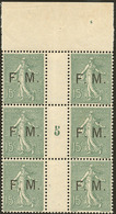 ** No 3, Bloc De Six Mill. 5, Bdf. - TB - Timbres De Franchise Militaire