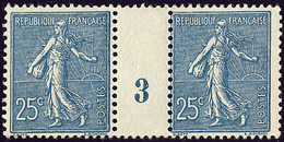 ** No 132b, Bleu Foncé, Paire Mill. 3. - TB - Millésimes