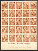 ** PORTE-TIMBRES. Jeanne D'Arc. No 631, Sépia, Bloc De 25ex Bdf Avec Mentions, Qqs Ex Légèrement Séparés Mais 1ère Pièce - Timbres Sur Timbres