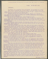 Lettre. Retranscription Dactylographiée, D'époque De L'ultime Message Du Maréchal Pétain Vichy, 20 Août 44. - TB - Ohne Zuordnung