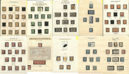 1849-1853 (Poste), Bonnes Et Moyennes Valeurs Entre Les N°1 Et 18 (sauf 7), Nuances Et Obl Diverses Dont Des Paires, Des - Collections