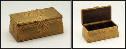 Boîte En Bronze Doré à L'or Fin, Signée "Guenardeau, Fondeur Susse Et Cie", Intérieur Palissandre, 3 Comp., 104x52x40mm. - Kisten Für Briefmarken