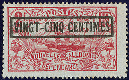 (*) Nouvelle Calédonie. No 128, "VINGT-CINQ CENTIMES" Encadré. - TB - Sonstige & Ohne Zuordnung