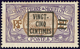 (*) St Pierre Et Miquelon. No 119, "VINGT-/CINQ/CENTIMES" Encadré. - TB - Autres & Non Classés