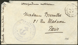 Lettre. CASTELLORIZO. Correspondance Militaire Avec Grand Cachet Violet Avec Ancre, 7 Avril 16, Pour Paris. - TB - Otros & Sin Clasificación