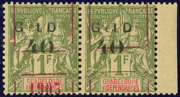 ** Sans 1903. Nos 52q Tenant à 52a, Surcharge à Cheval, En Paire Bdf, Compo I Cases 34-35, Superbe. - R (cote Maury) - Andere & Zonder Classificatie