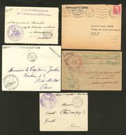 Lettre. Lot. 1908-1949. Cinq Enveloppes Dont 4 En FM Avec Griffes Militaires. - TB - Autres & Non Classés