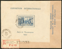 Lettre. Bloc-feuillet Exposition 1937. No 1, Obl Port-Etienne Juil 38 Sur Enveloppe Recomm. Pour La France. - TB - Autres & Non Classés