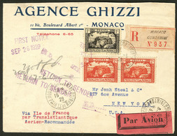 Lettre. Ile De France. Nos 60 + 61 Paire, Obl 15.9.28 Sur Enveloppe Pour NY Avec Griffe "Return To Sender". - TB - Andere & Zonder Classificatie