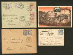 Lettre. Lot. 1897-1928, 4 Enveloppes Ou CP Dont 2 Recommandées, Affts Et Destinations Divers. - TB - Autres & Non Classés