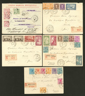 Lettre. Lot. 1909-1933, 5 Enveloppes Recommandées, Affts Et Destinations Divers. - TB - Autres & Non Classés