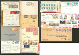 Lettre. Lot. 1931-1978 (Poste), 13 Enveloppes Affts, Destinations Et Obl Divers, Dont 2 Plis Censurés. - TB - Autres & Non Classés