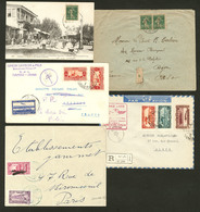 Lettre. Lot. 1920-1943, Cinq Enveloppes Dont Une Recomm., Affts Et Destinations Divers. - TB - Other & Unclassified